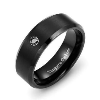 Carbide Ring Mens Black Diamond Comfort Fit Mans Band Size 7.5 12