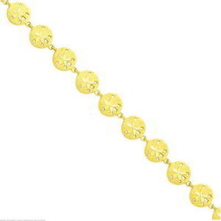 14KT Yellow Gold Summertime Sea Shell Sand dollar Link Bracelet 7 ~ 7