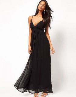  Black Empire Maxi Dress in Chiffon Sizes 8 10 12 14 16 NEW