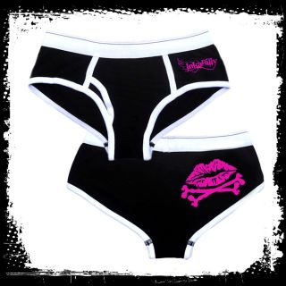 Kiss of Death Roller Derby Hotpants, Black and Neon Pink, Roller Derby