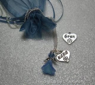 Gran or nana angel necklace with crystal and heart charm gift mothers