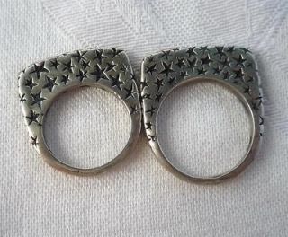 Lot of 2 Dian Malouf Sterling Star Spangled Stack Rings Save huge