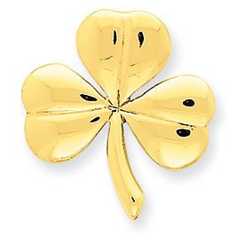 New Polished 14k Casted Yellow Gold Good Luck Shamrock Chain Slide