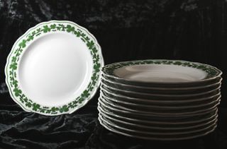 Antique Meissen Salad Plate FULL GREEN VINES IVY Fine German Porcelain