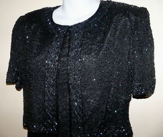 Elegant Formal Ball Black Tie Function Mardi Gras Beaded Black Dress