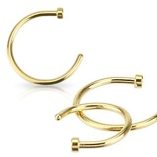 Gold IP Over 316L Surgical Steel Nose Hoop Ring Stud 20g or 18g, 5/16