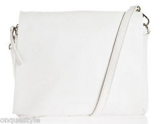 Pulicati White Leather Messenger Handbag