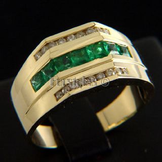 Natural Emerald Diamonds 14k Solid Gold Ring r00045