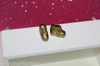 Barbie DOLL SIZE metallic gold Spice Girls stage costume shoes BD 65