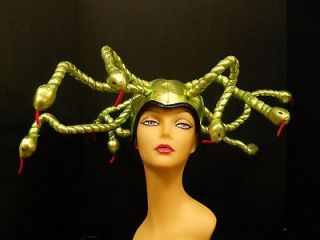 Metallic Green Medusa Hat With Nine Bendable Snakes From Elope