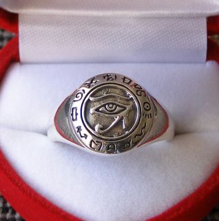 Egyptian Eye of Horus Sterling silver 925 Emerald ring