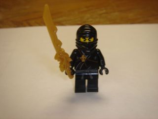 LEGO NINJAGO black Ninja Cole Minifigure with dragon sword new