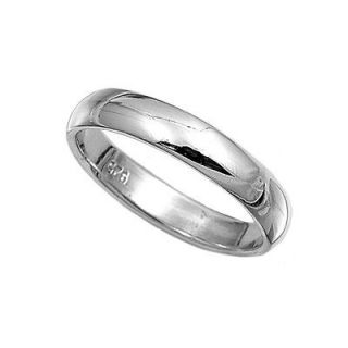 Solid .925 Sterling Silver 4 MM Round Plain Wedding band Free Gift Box