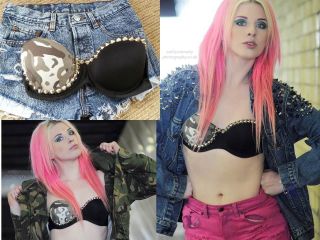 CAMOUFLAGE black bra STUDDED with silver cone studs Bang on trend