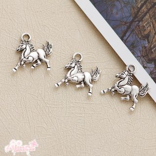 30 Pcs Tibetan Silver Zinc Alloy Horse Charm 16MM1