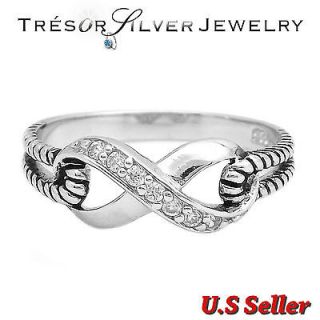 sterling silver cz infinity knot symbol womens twisted ring size 4 5 6