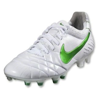 Nike Tiempo Legend IV FG Cleats (White/Court Green/Metallic Silver)