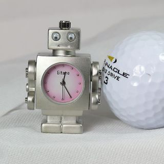 12001 Mini Robot Clock ALPHA GI TANO  MADE IN KOREA(JAPAN MOVT) FREE