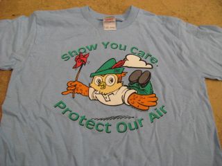 Youth Woodsy Owl T shirt Show You Care Protect Our Air Light Blue