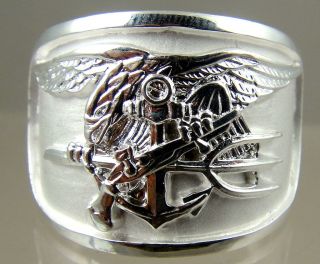 US NAVY UDT SEAL HAND MADE RING. 925 STERLING SIZE 10