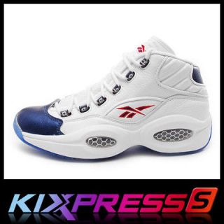 REEBOK QUESTION MID SZ 10 ALLEN IVERSON PEARLIZED NAVY BLUE WHITE RED