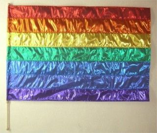 Large Rainbow Rectangle Flag w Pole   Christian Worship / warfare
