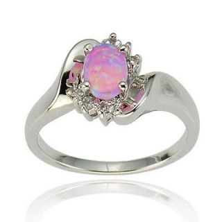 New 925 Sterling Silver Synthetic Pink Opal Womens Fashion Right Hand