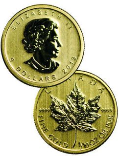 listed 2013 Canada 1/10 Oz .9999 Fine Gold Maple Leaf $5 Coin SKU27478