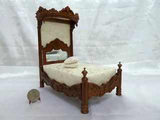 Miniature 1:12 Scale Doll House Walnut Madams Tester Bed