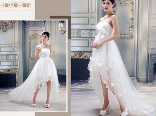 White new style front long back short wedding dress/prom evening dress