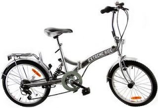 EXTREME RIDE 20 CITY FOLDING SILVER BICYCLE SHIMANO 6 SPEED FOLDABLE