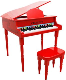 New Crescent 30 Keys RED Baby Toy Grand Piano with Bench for Kids age