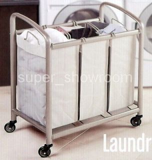 New 3 Three Bag Rolling Laundry Sorting Cart Heavy Duty Large Capacity