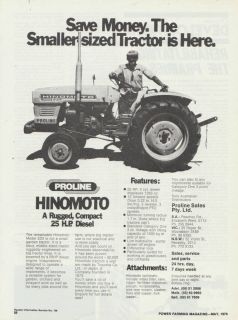 Vintage 1976 HINOMOTO MODEL E23 COMPACT DIESEL TRACTORS Advertisement