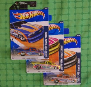 2011 Hot Wheels Chevy Pro Stock Truck 3 Colors