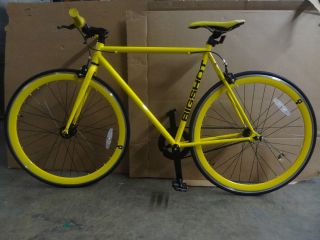 Custom Fixed Gear Bicycle Fixie Matching Yellow Frame Rims Grips Seat