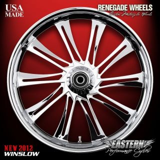 Renegade 3D Chrome 21 Winslow Wheel Package Set Wheels 4 Harley 09 12