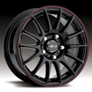 16 Wheels Rims MSR American Eagle Wheel Black with Red Stripe