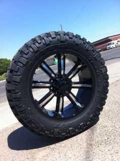 22 8x165 Black Rims Tires Hummer H1 H2 Chevy 37 13 50 22 Nitto Trail