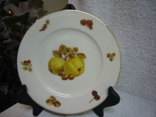 FINE CHINA DISH MADE IN WEST GERMANY DOUBLE STAMP FRUIT MOTIF GOLD RIM