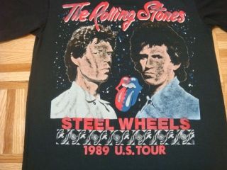 Vintage 89 Rolling Stones Steel Wheels Rock Tour T Shirt Sz Small