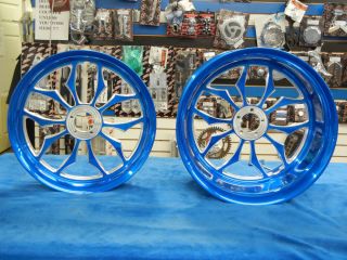 GSXR1300 300mm Recluse Wheels in Candy Blue Powder Coat