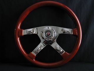New 15 Chrome Mahogany Wood Grain Steering Wheel