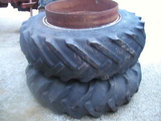 18 4 x 34 tires on T rail dual rims for tractor ready 2go IH 706 JD