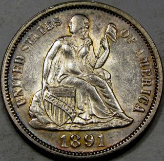 Liberty Dime Choice BU with Blazing Luster and Nice Rim Toning