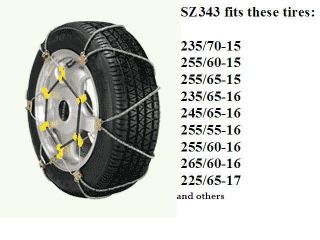 SCC Sz 343 Z Style Cable Tire Snow Chains 14 18 in Rim