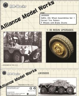 Alliance Model Works 1 35 SD Kfz 234 Wheels w Brake Drums Set 1