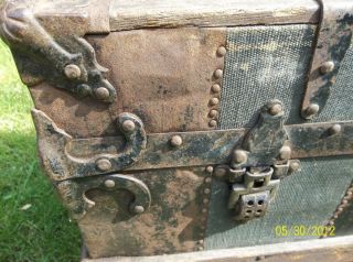 Antique Steamer Trunk Victorian with Wheels Over 100 Years Old