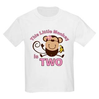 Little Monkey 2nd Birthday Girl T Shirt by pinkinkart