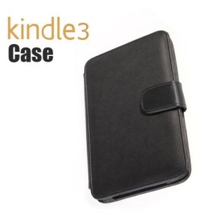 Black  Kindle 3 3G WiFi Leather Cover Case